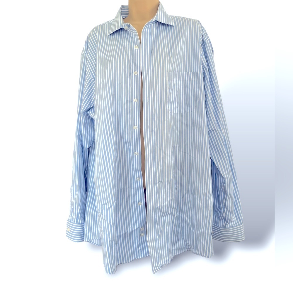 Tasso Elba Azure Men‘s Striped Shirt Xl 17 36/37